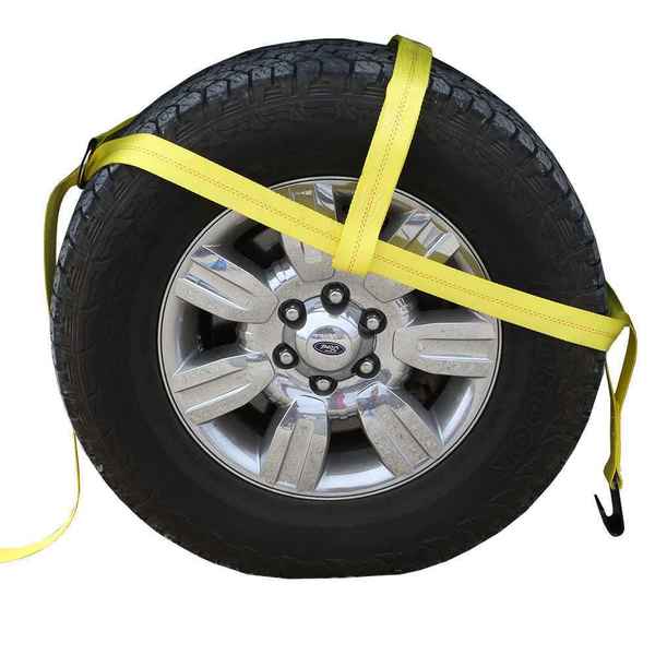 Us Cargo Control Yellow Adjustable Tow Dolly Strap with 2” Top Strap and Flat Hook WNADJ2-DRING-FH